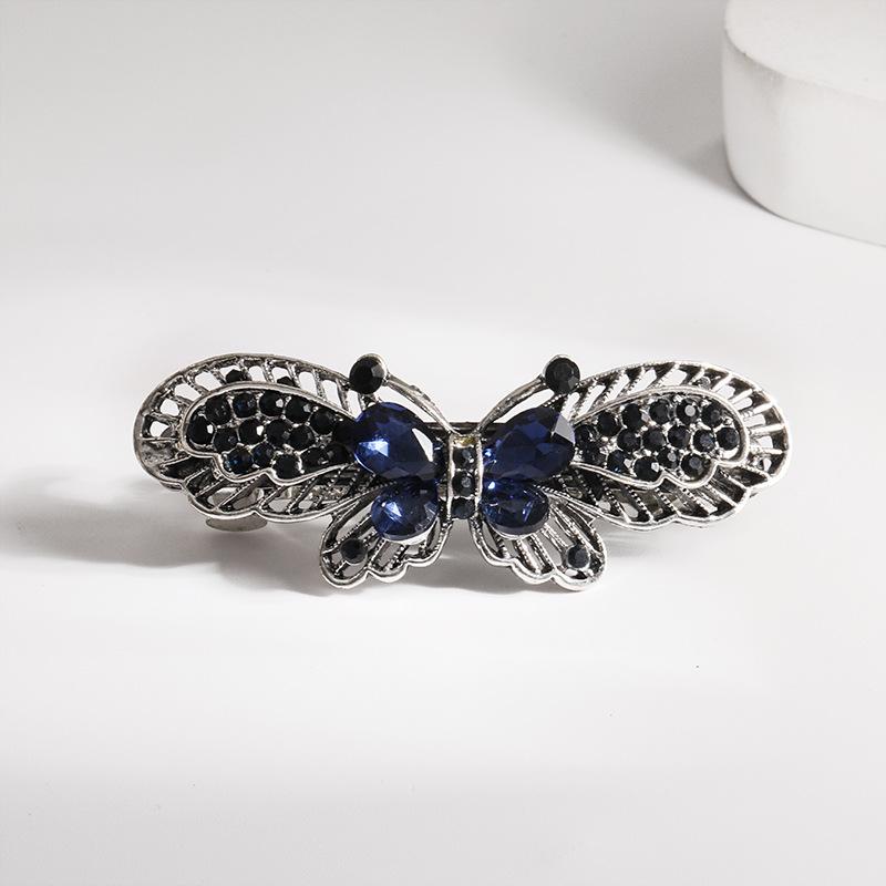 Clip de Primavera de Circonita Blanca Flor de Pedrería Brillante Clip Superior Clip Horizontal Elegante Adorno para el Cabello de Moda para Madres