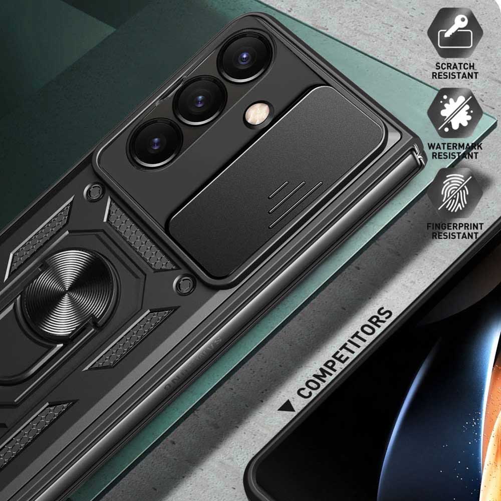 For Samsung Z Fold 7 5G Hard Armor Case for Samsung Galaxy Z Fold6 Fold5 5G Fold4 Finger Ring Holder Covers Cases