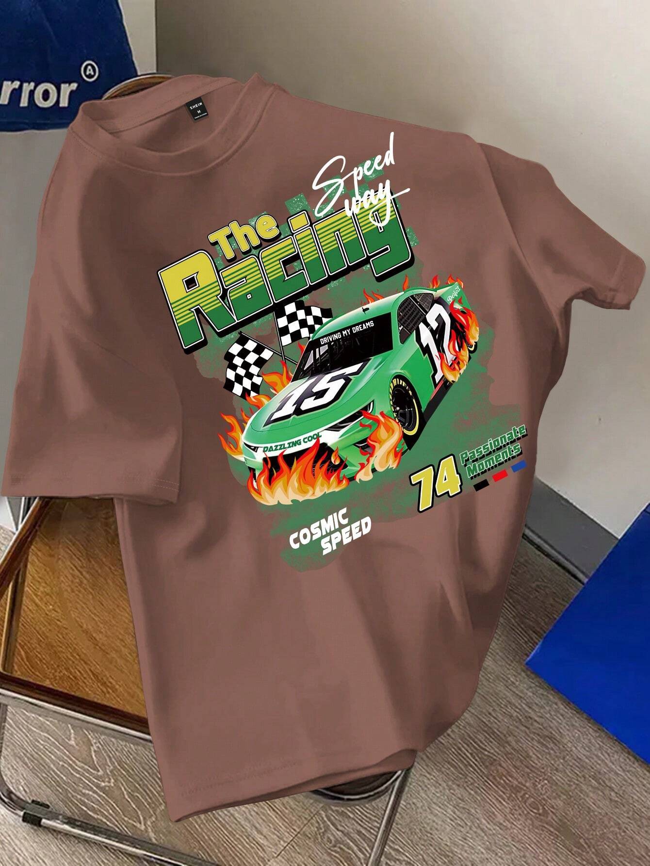 

Летняя футболка с короткими рукавами и круглым вырезом Manfinity EMRG Race Car и буквенным принтом 5XL