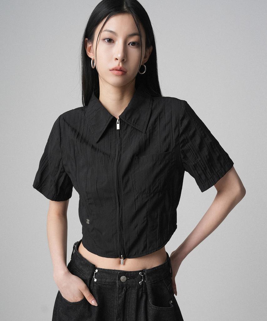 AVANDRESS Mini Femi Pleats Shirts Zip-Up - 3Col