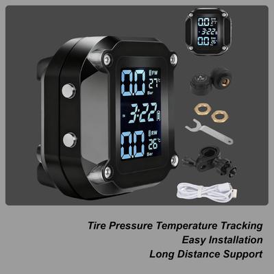 Motorcycle Tire Pressure Monitor LCD Display Motorbike Detector Waterproof Real-Time External Sensor Pressure Monitor System