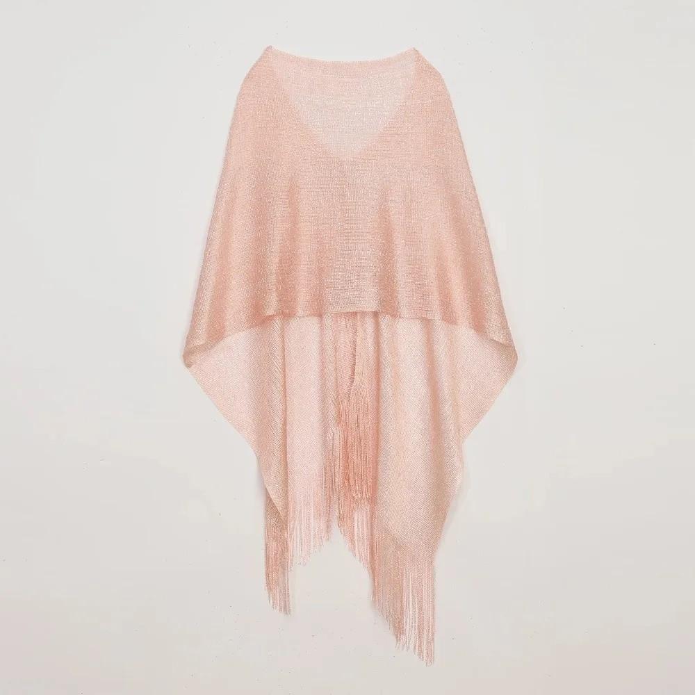 Gold Silver Shiny Silk Shawl Lace Tassel Fashion Hijab Fashion Evening Dress Scarf  Summer Wear