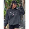 PARIS Graphic Letter Hoodies Women's Hooded Sweatshirt Pullover Top Aesthetic Y2K Street Sport Clothing Woman Hoodie PINK BLACK