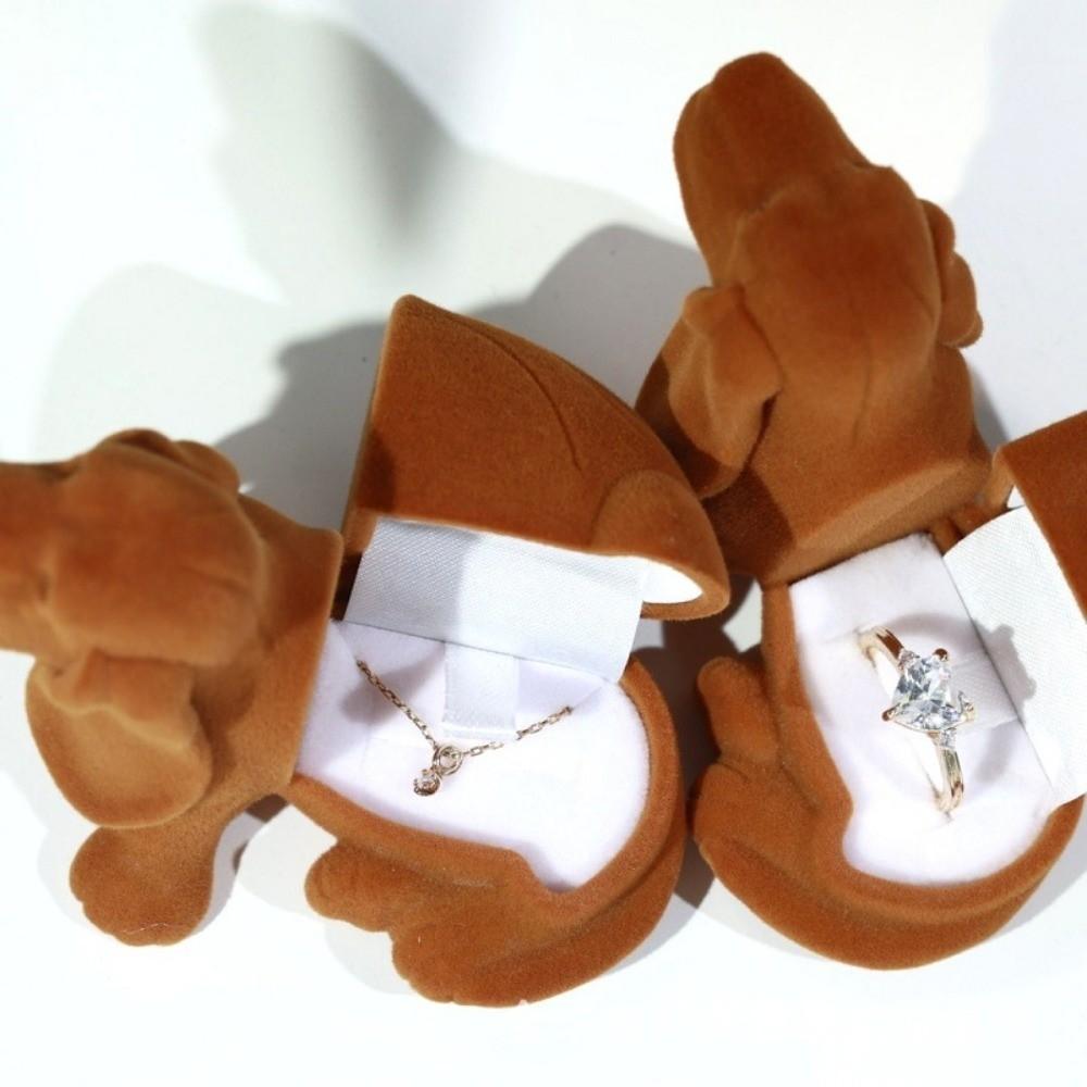 Octopus Animal Flocked Jewelry Box Lion Koala Necklace Organizer Mini Puppy Ring Box  Couples