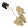 Leaf Statue Double Headed Ginkgo Shape Golden Attractive Decorative Metal Composite Wooden Base