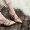 Fashion New Spring Slippers Women's Fashion Pointy Shallow-cut Sequin Slip-on Anti-slip and Wear-resistant Stiletto Sandals