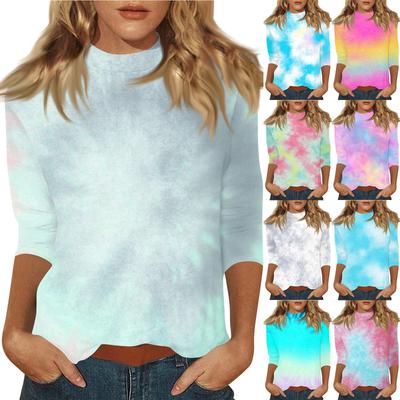 Damen Mock-Neck 3/4-Ärmel Bedrucktes Oberteil
