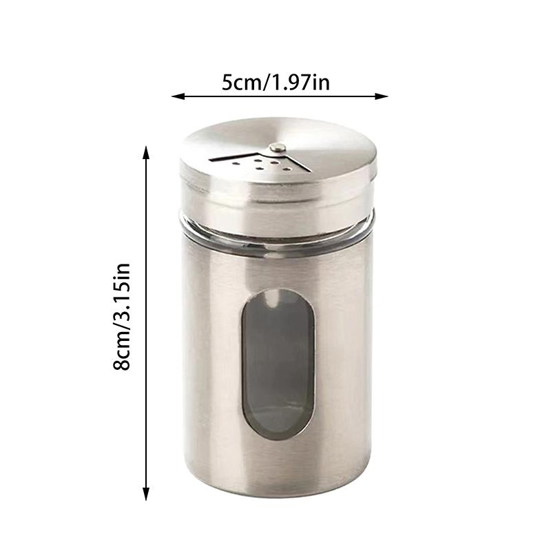 Rotating Lids Design Spice Shaker Stainless Steel Glass Seasoning Box Adjustable Kitchen Toothpick Pepper Organizer Salt Jar