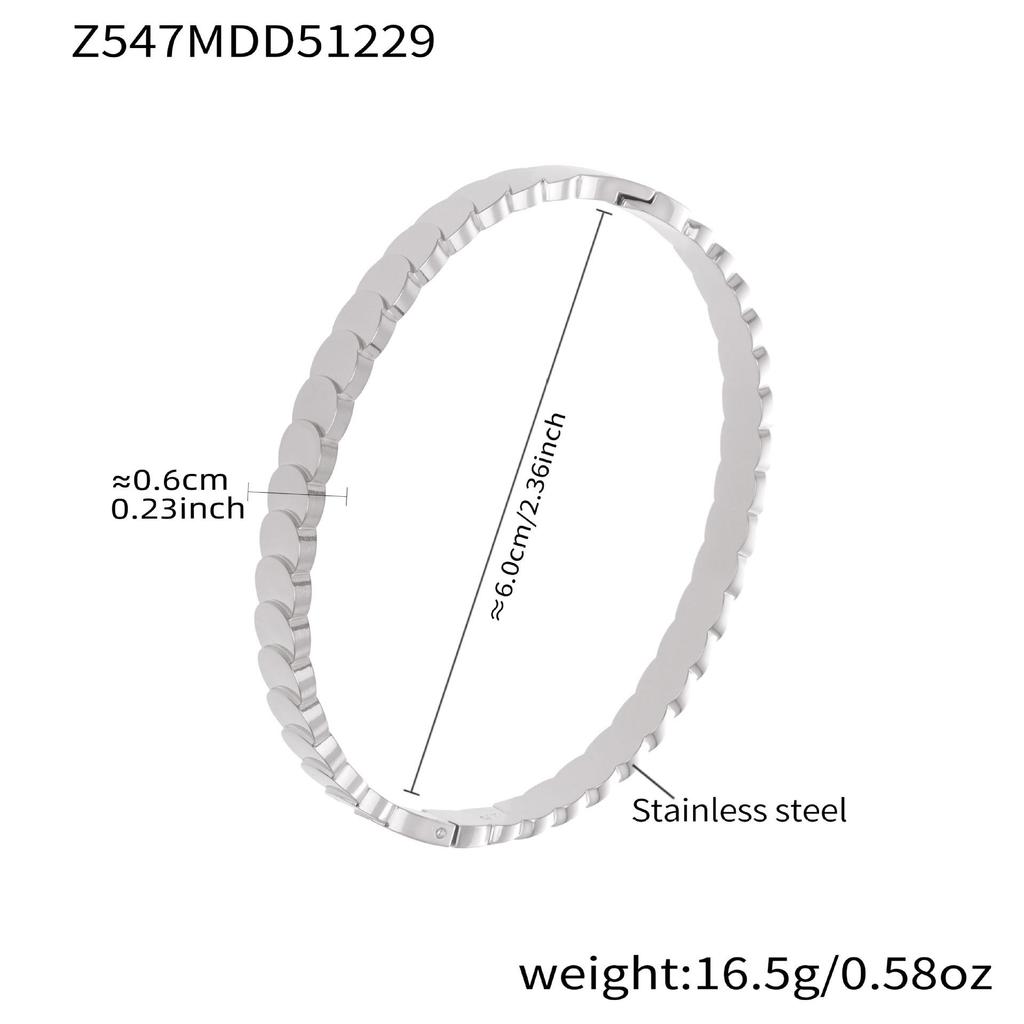 18K Gold-Plated Stainless Steel Round Pendant Bracelet with Zircon Inlay for Women - Popular European & American Style