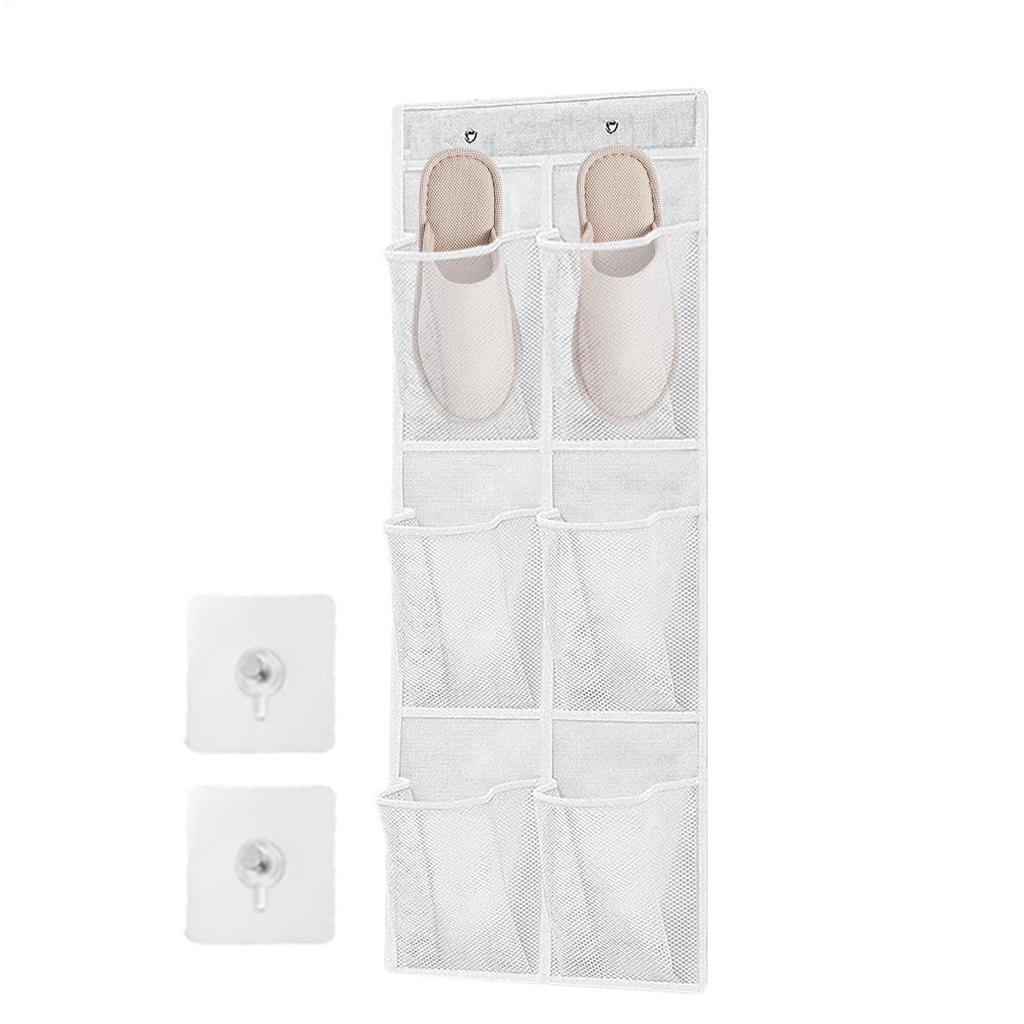 Wall-Mounted Storage Bag 6 Grids Mesh Closet Shoe Holder Door Hangable Storage Basket Closet Storage Pockets Shoe Holder