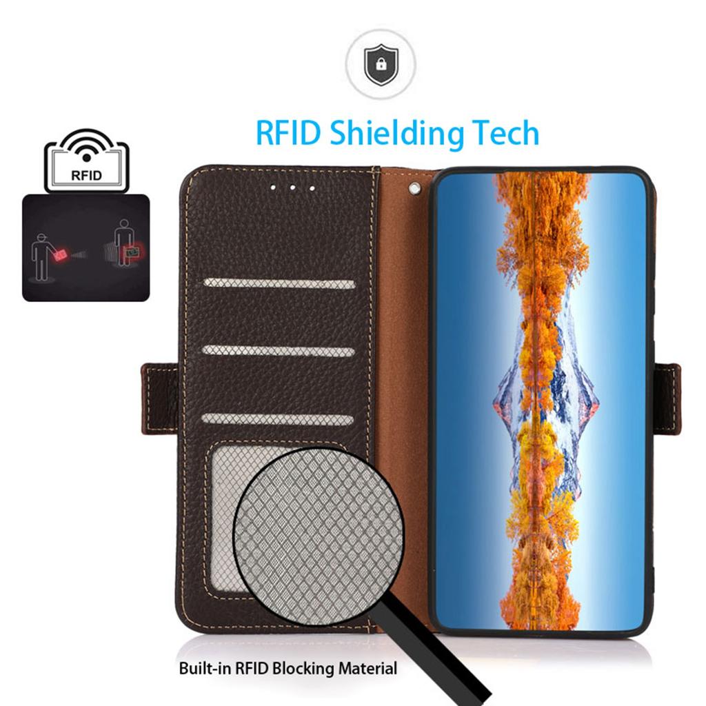 KHAZNEH For Sony Xperia 10 VI Case Genuine Cow Leather Phone Cover RFID Blocking Wallet