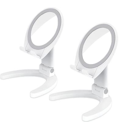 JEWYOCO Klappbarer Make-up-Tischaufsatz Perfekt für und Smartphone Höhen- und Winkelverstellbarer Spiegel, Spiegel, Kompakt, Leicht, Rund, Tragbar, Ausflüge,