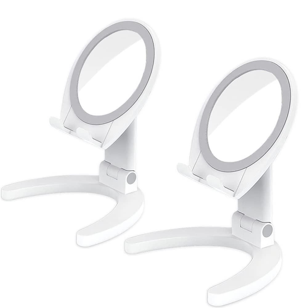 

JEWYOCO Складная столешница для макияжа Идеально подходит для и Смартфона Регулируемая высота и угол Зеркало, Зеркало, Компактный, Легкий, Круглый, Портативный, Поездки,