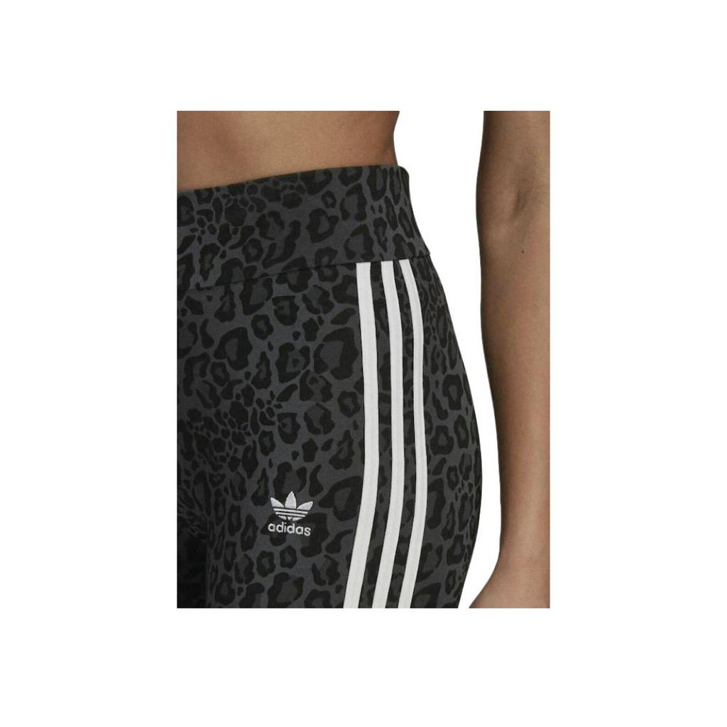 Adidas Originals Leopard Print Elastic Slim Fit Casual Retro Sports Tights Women Tights Black HB4769