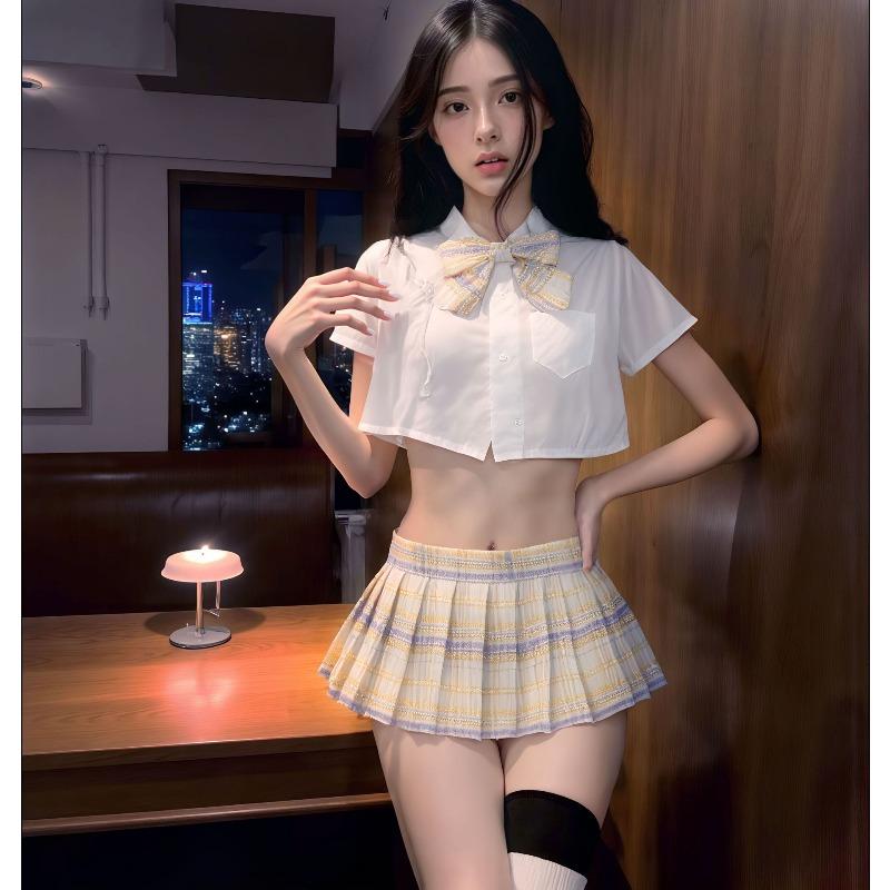 Female Sexy Campus JK Uniform College Seduction Pure Lust Pleated Skirt Sexy Lingerie