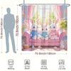 Adorable Easter Bunny Shower Curtain-70.8x70.8 Inches,Polyester, Washable,Charming Rabbit & Floral Design,Festive Bathroom Decor