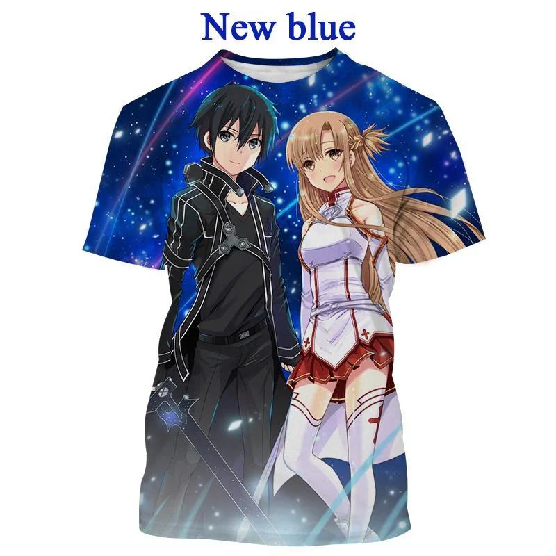 Print Sporty Quick-dry Breathable Men T-shirt Sword Art Online Animation Casual Harajuku Y2K Street Short Sleeve Clothing Top
