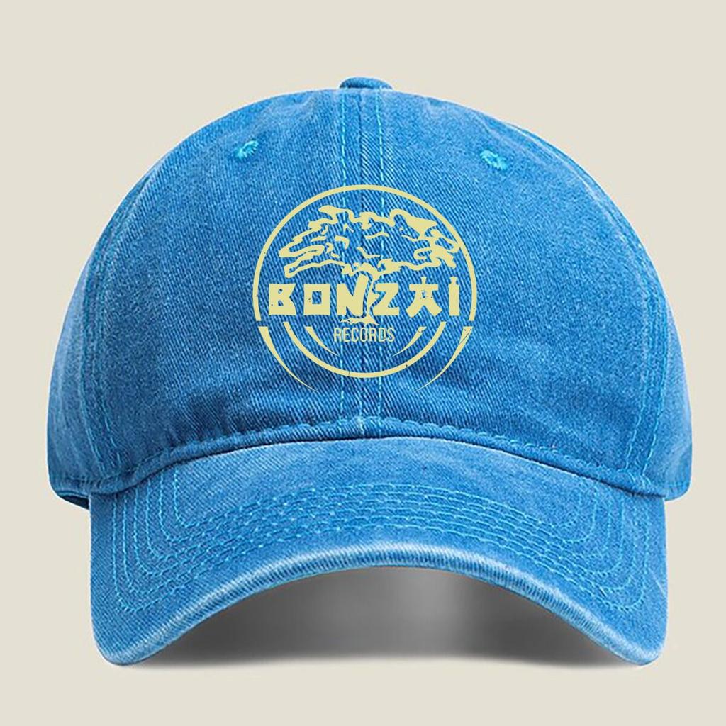 Bonzai Records Emblem Fashion Washed Baseball Cap Hat Outdoor Activities