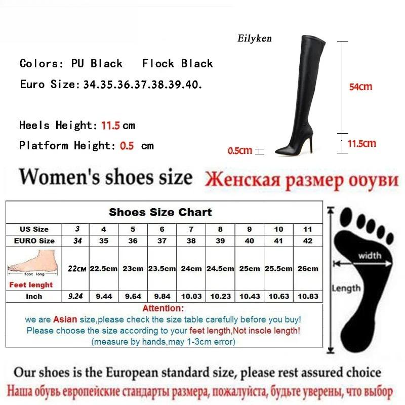 Fashion Women Over-the-Knee Winter Over The Knee Women Stretch High Heels Slip on Shoes for Women Pointed Toe Long Boots Botas De Mujer