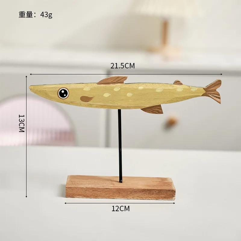 Nordic Minimalist Wooden Fish Decor Handmade Colorful Figurine Desktop Ornament Home Living Room Bedroom Office Art Decoration