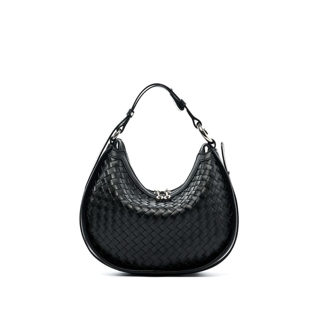 Fashion Underarm Women's Bag New Niche Cowhide Shoulder Messenger Bag Woven Crescent Bag
