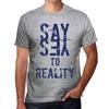 Men’s Vintage Tee Shirt Graphic T Shirt Say Yes To Reality Grey Marl