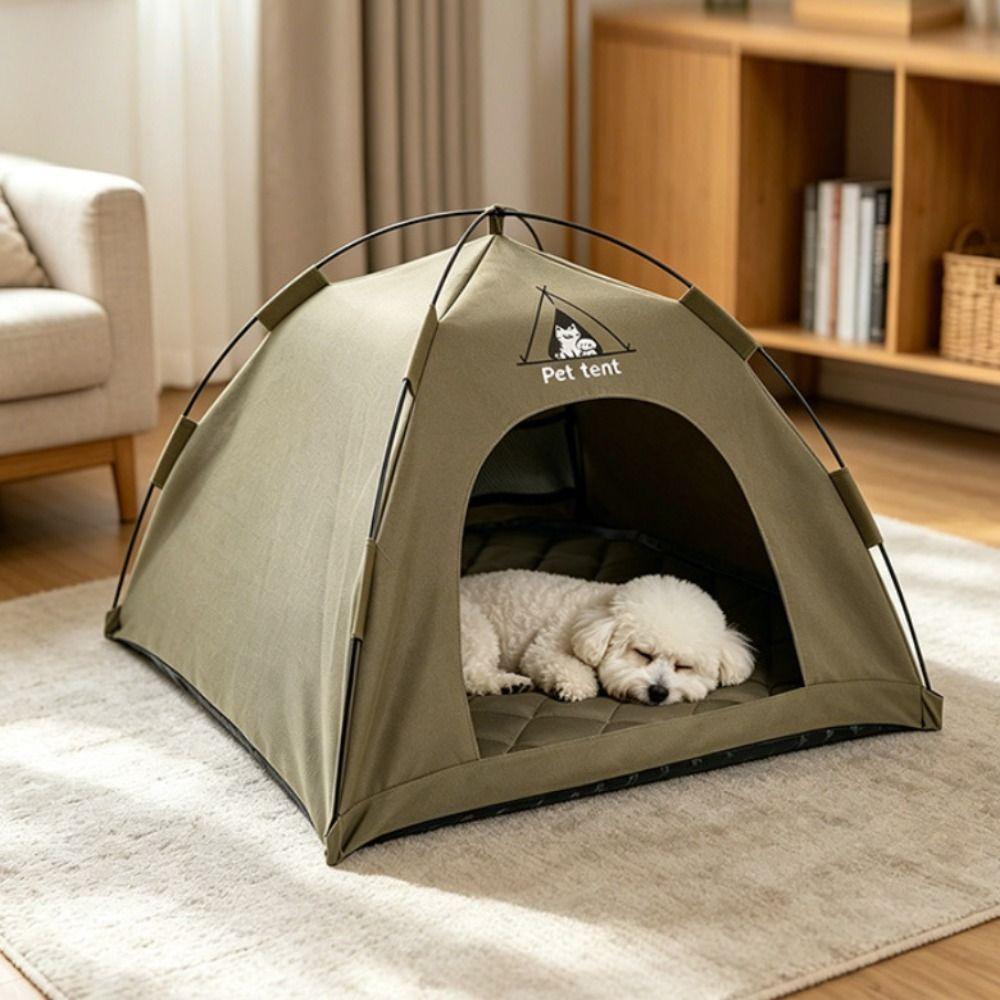 Breathable Pet Tent House Portable with Double-sided Mat Folding Cat House Comfortable Outdoor Pet Tent Four Seasons