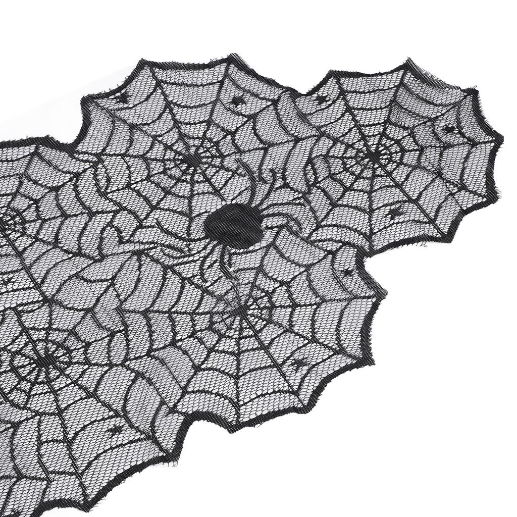 Schwarze Spitze Spinnennetz Tischläufer Esstisch Dekoration Gruselige Partydeko Spinnennetz Tischdecke