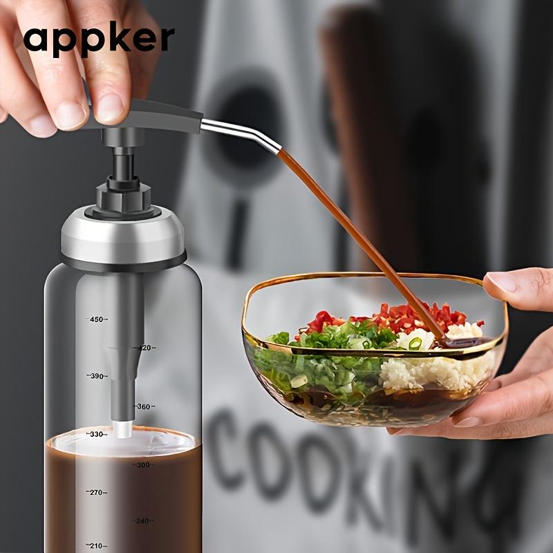 1pc Bouteille d'Huile à Pression avec Échelle, Huile de Sésame, Sauce Soja, Distributeur de Vinaigre, Contrôle Précis pour Restaurant, Cuisine Familiale, Verre Lavable en Machine
