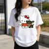 Hello Kitty Cartoon Printed Short Sleeve Cotton Tshirt 2026 Summer Casual Fashion Women Tshirt Y2K Fun Round Neck Womens Top