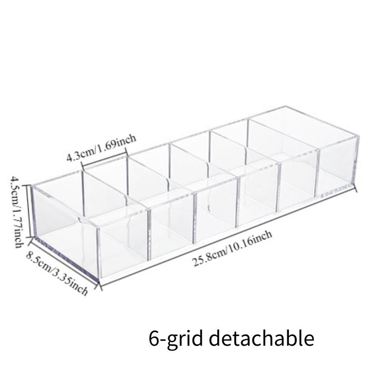 

Dressing Table Cosmetics Storage Box Transparent Grid Adjustable Sorting Box Eye Shadow Dish Powder Blusher Shelf Desktop Lipstick Organizer Boxes 6 grid