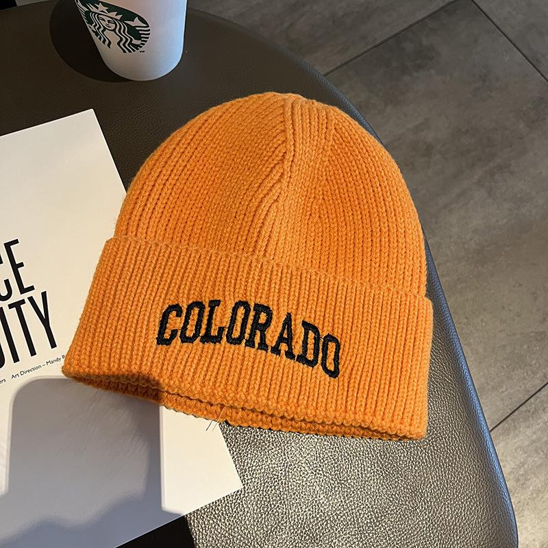 

Модная брендовая шерстяная шапка мужская осенне-зимняя теплая для большой окружности головы универсального цвета с вышивкой Colorado вязаная шапка-мешок женская Elastic