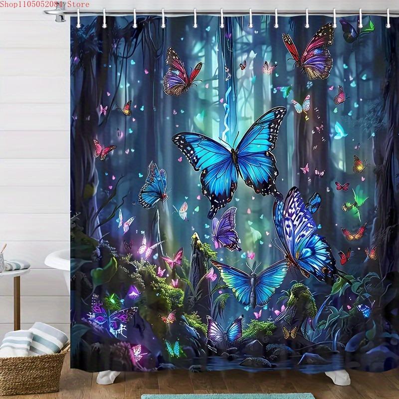 a polyester pattern shower curtain - With Hooks Waterproof Mildew Proof Easy Install Washable