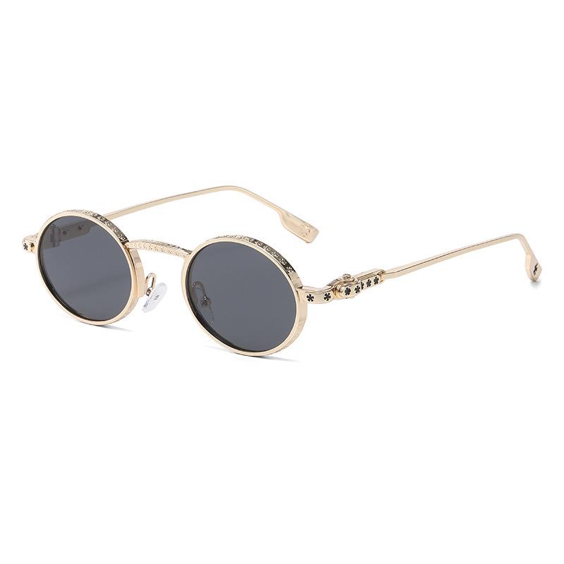 Retro Small Frame Punk Hip Hop Round Sunglasses - European & American Street Style for Women