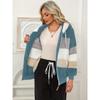 Damen Mehrfarbiger Flauschiger Kapuzenmantel, Lockere Warme Plüschjacke für Herbst Winter