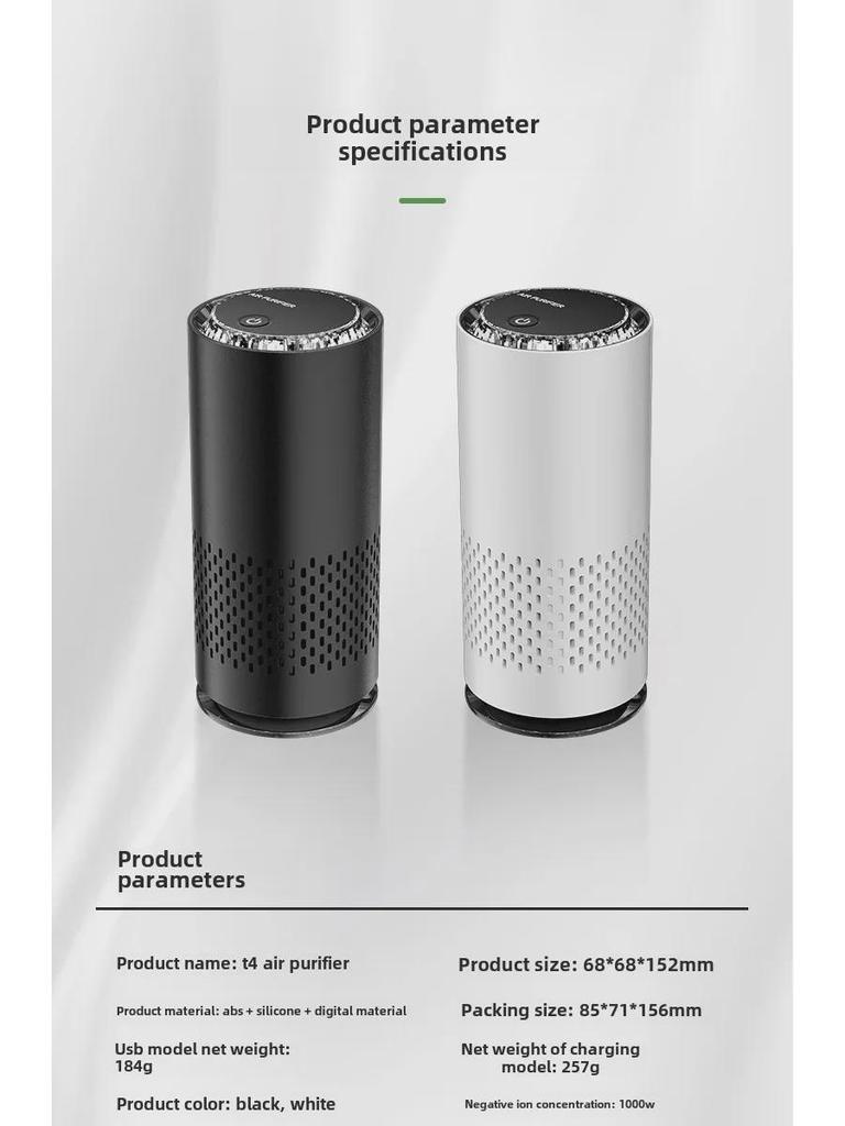 Cross-Border Car Air Purifier & Aromatherapy: HEPA Filter with Negative Ion & Formaldehyde Removal