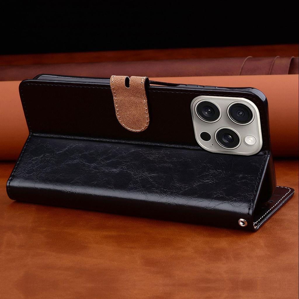 Vintage Crazy Horse Texture PU Leather Flip Wallet Phone Case for Samsung Galaxy A22s 5G,A22 5G Card Holder Kickstand Shockproof Protective Cover