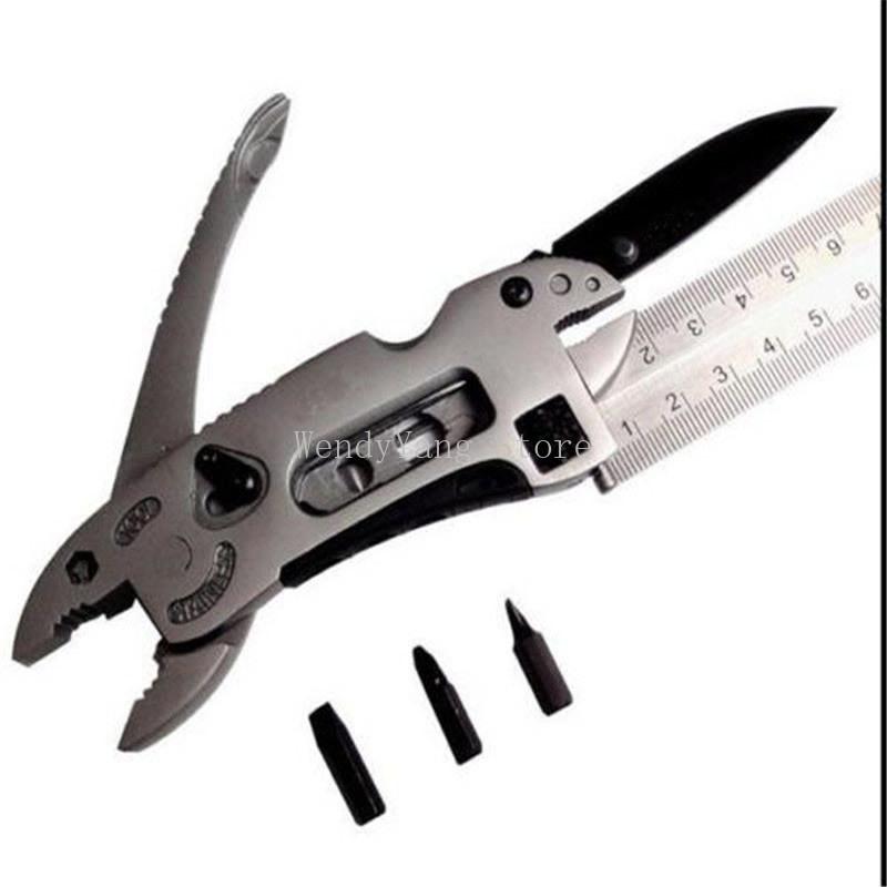 Multifunctional 9 In 1 Keychain Plier Screwdriver Pocket Tools Outdoor Camping Multi-purpose Pliers and Wrench