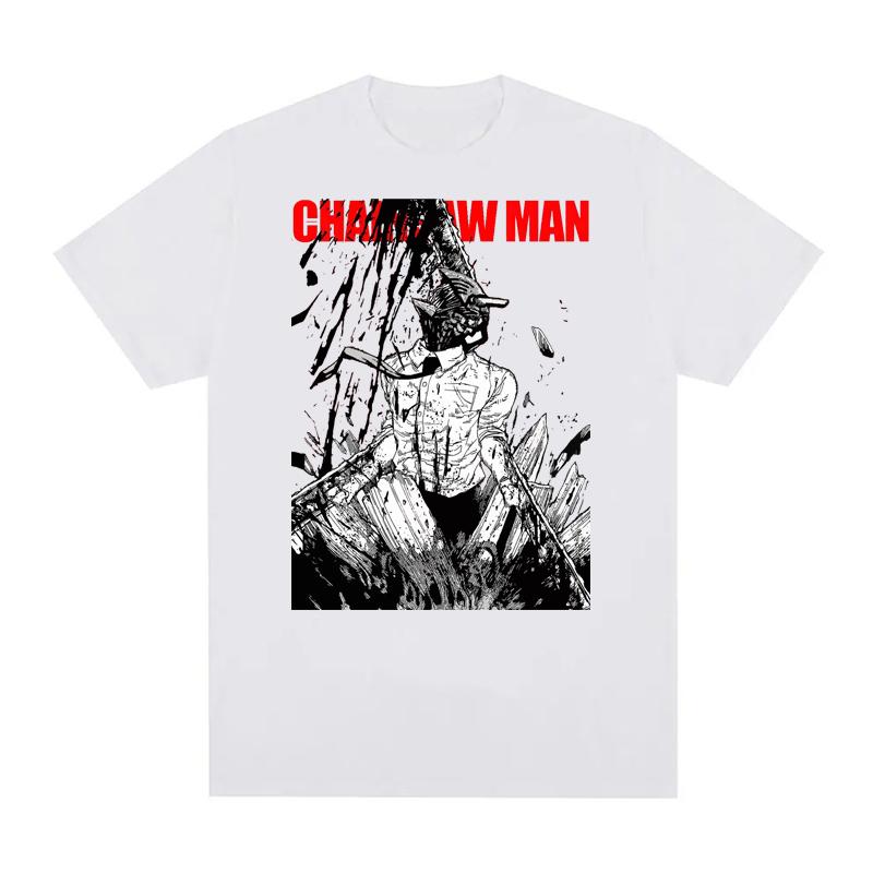 Japanese Anime Chainsaw Man T-shirts 100% Cotton Unisex Tees  EU Size  Manga Graphic Print Short-Sleeve Harajuku Tops