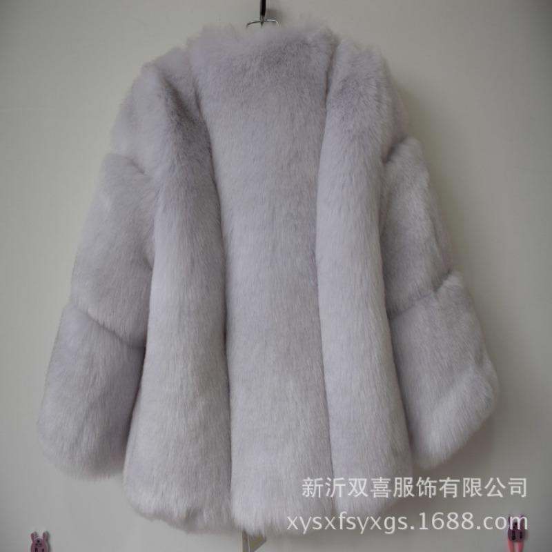 New imitation fox hair splicing coat women's autumn and winter casual warm imitation coat