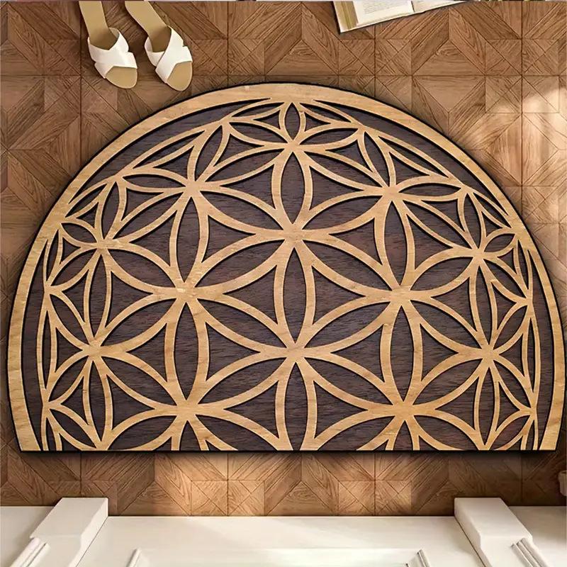 Retro Semicircular Entryway Mat – Crystal Velvet, Dirt-Resistant & Easy-Clean