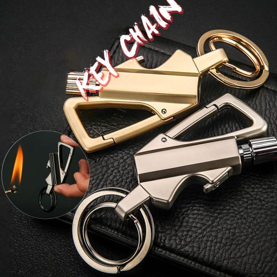 Multifunctional Portable Permanent Metal Keychain Lighter with Bottle Opener