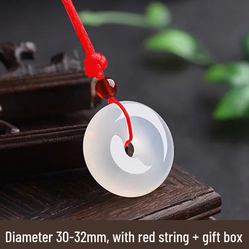 Icy White Chalcedony Pi Xiu Pendant - Unisex Crystal Jade Agate Jewelry
