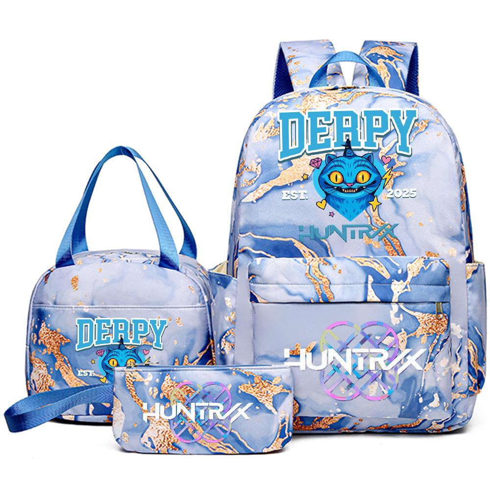 3Pcs/set Anime K-Pop Demon Hunters Printed Backpack Handbag Pencil Case for Teenager Student Bookbag Schoolbag Women Large Capacity Waterproof Bag