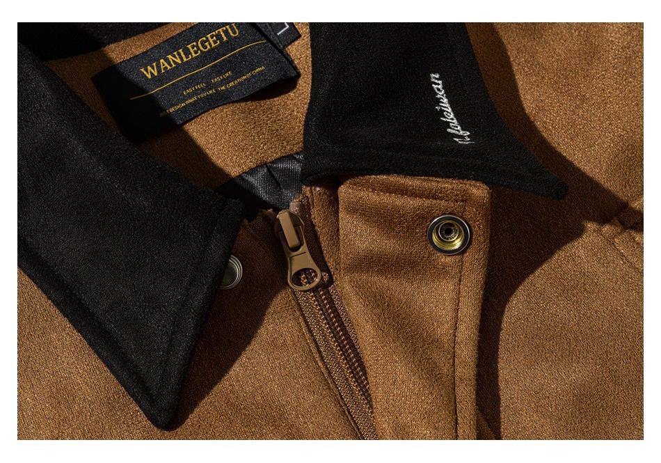 WANLEGETU Unisex Retro Suede Hunting Jacket J2625 - Spring/Autumn Workwear Style
