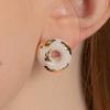 [Cerabonito] Donut Round Texture Ceramic Earrings (White)