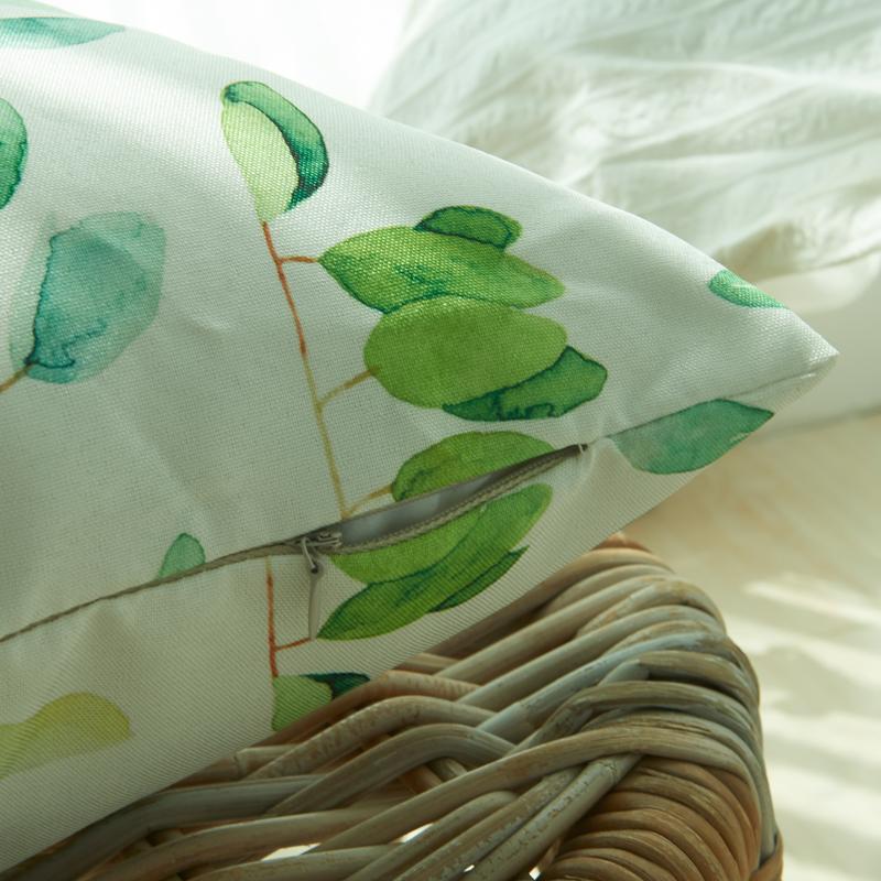 2 Pcs Green Plant Printing Outdoor Waterproof Throw Pillow Covers Decor Garden Cushion for Patio Tent Balcony Pillowcase 45*45cm