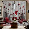2PC Christmas Snowman Christmas Tree Christmas Ball Background Curtains and Rod Bag Curtains, Kitchen, Cafe, Living Room