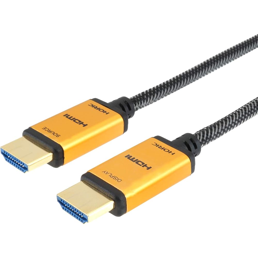 HORIC Fiber Optic HDMI Cable, 20m, 4K/60p, 18Gbps, HDR, HDMI 2.0, Mesh Type, Gold, HH200-539GM