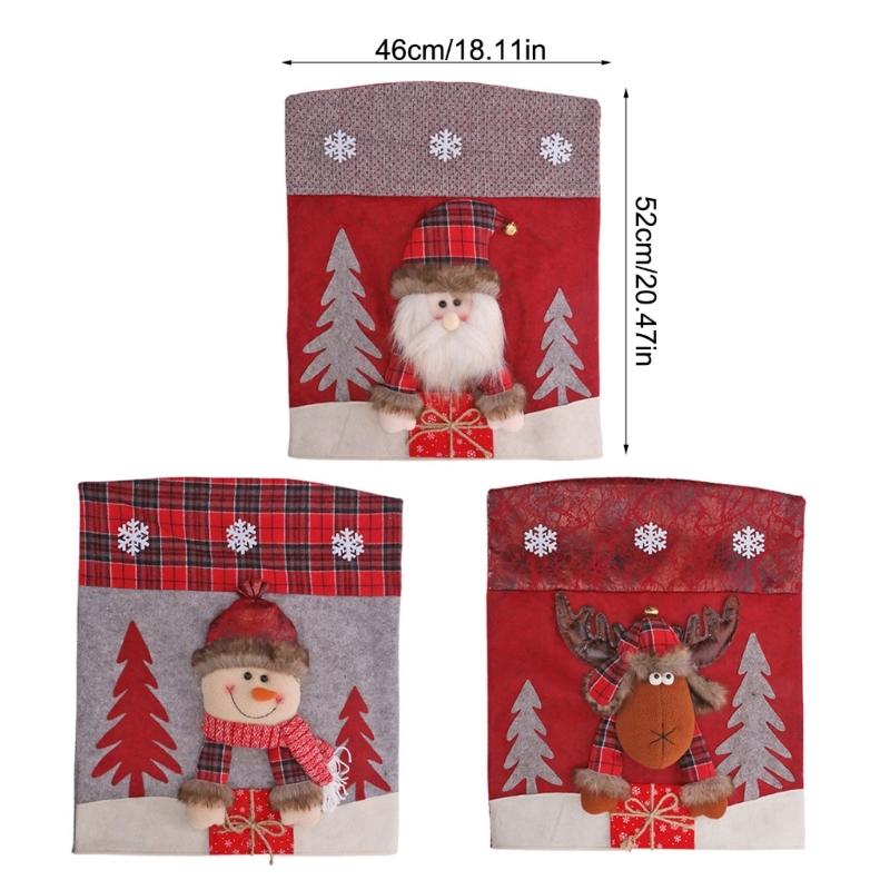 Christmas Themed Santa and Snowmans Chair Slipcovers Nonwoven Materials Quick Setups Holiday Decoration